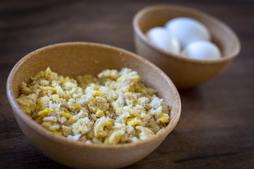 Farofa de ovos - scrambled eggs with flour - typical food of Brazil