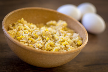 Farofa de ovos - scrambled eggs with flour - typical food of Brazil