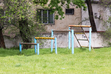 metal structures, sports field in the stadium for training
