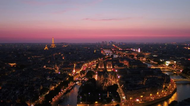 Aerial France Paris Notre Dame Cathedral