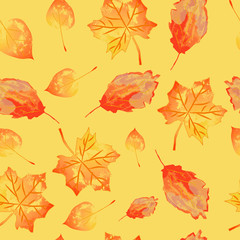 Autumn leaves seamless pattern vector illustration