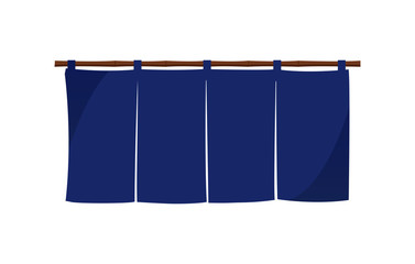 Japanese store curtain illustration (blue)