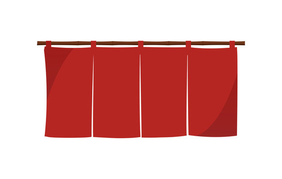 Japanese store curtain illustration (red)
