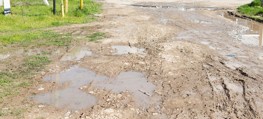 dirty road in the village