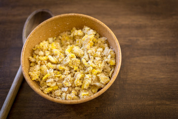 Farofa de ovos - scrambled eggs with flour - typical food of Brazil