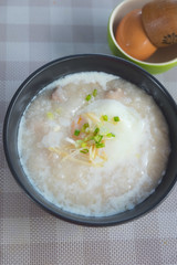 Rice porridge or congee. Delicious breakfast