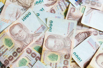 Thailand 1000 bath value money note background
