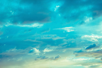 blue sky clouds at sunset or sunrise.