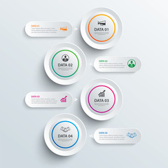 Infographics circle paper with 4 data template. Vector illustration abstract background. Can be used for workflow layout, business step, brochure, flyers, banner, web design.