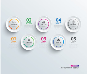 Fototapeta premium Infographics circle paper with 5 data template. Vector illustration abstract background. Can be used for workflow layout, business step, brochure, flyers, banner, web design.