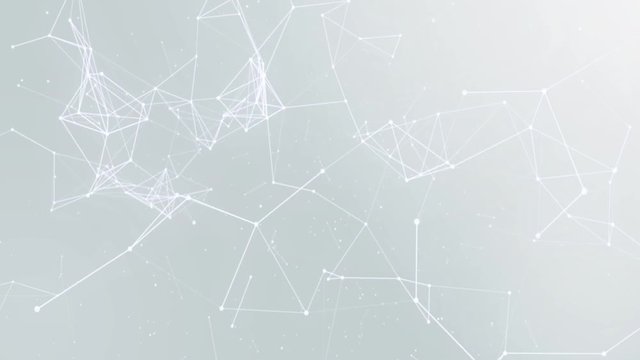 09. Abstract Clean White Low Poly polygons plexus points, dots, lines, Seamless Loop BG network, Medical, Science, engineering