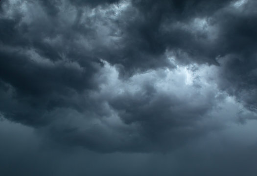 Black rain clouds in the sky.