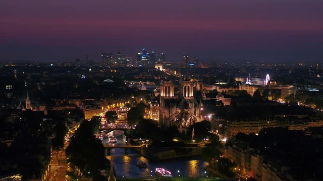 Aerial France Paris Notre Dame Cathedral August 2018 Night 90mm Zoom 4K Inspire 2 Prores

Aerial video of Notre Dame and La Seine waterfront in Paris France during a beautiful sunset.