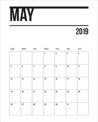 May 2019 desk calendar vector illustration