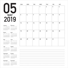 May 2019 desk calendar vector illustration