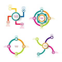 Modern data chart timeline infographic element template with bright color design vector