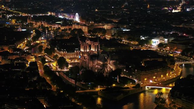 Aerial France Paris Notre Dame Cathedral August 2018 Night 90mm Zoom 4K Inspire 2 Prores

Aerial video of Notre Dame and La Seine waterfront in Paris France during a beautiful sunset.