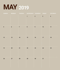 May 2019 desk calendar vector illustration