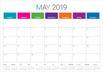 May 2019 desk calendar vector illustration