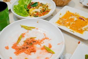  leftover food after party, dirty food