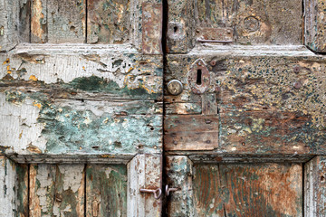 Very worn and textured timber door