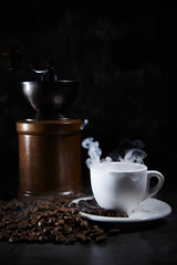 Coffee grinder mill with coffee cup 