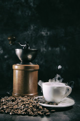 Coffee grinder mill with coffee cup 