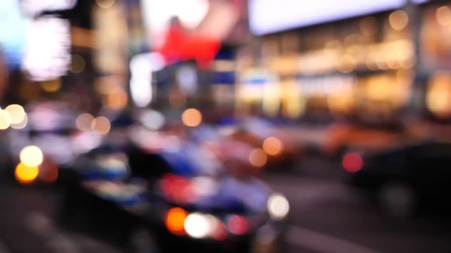 Times Square At Night out of focus Manhattan, New York City