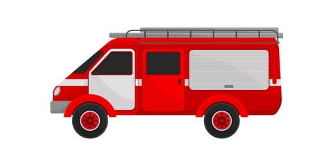 Fire van car, emergency service vehicle vector Illustration on a white background