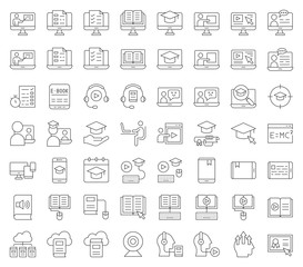 e learning and educated online icon set, outline editable stroke
