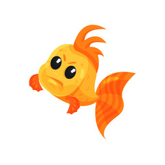 Cute angry goldfish, funny fish cartoon character vector Illustration on a white background