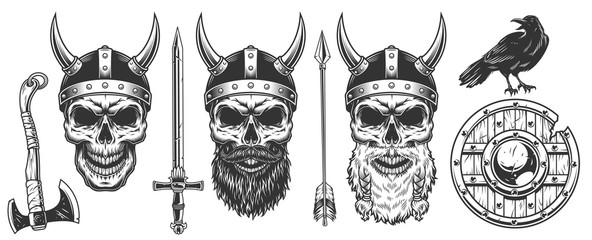 Set of viking warriors