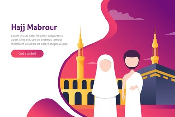 Modern flat design concept of Hajj and Umrah travel for website and mobile website