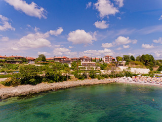 Aerial view to the city beach. Nessebar, Bulgaria.