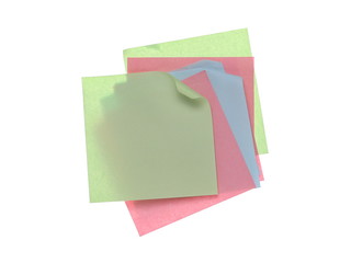 Sticky notes isolated on white background with clipping path, top view