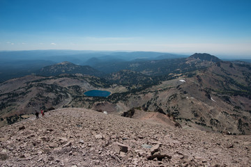 View of the Cascade Mountain Range, Forests, and Lakes on Lassen Peak Trail, Lassen Volcanic National Park, California