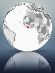 Liberia on political globe