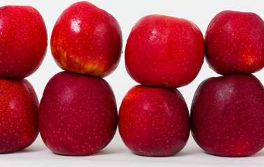 Red apples on the white background 