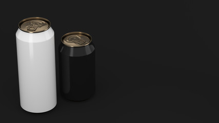 Big white and small black gold soda cans mockup