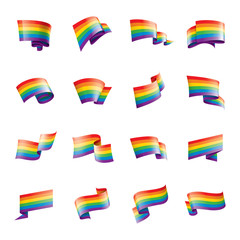 Vector a rainbow flag waving on white background