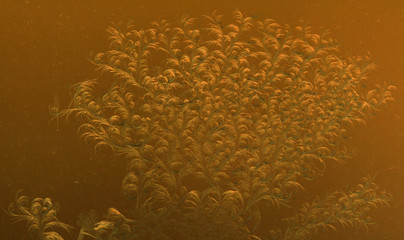 Gold frost drawings on the glass as a background