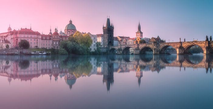 View of Charles bridge Prague, Czech Republic.