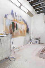 Painting on wall in art studio