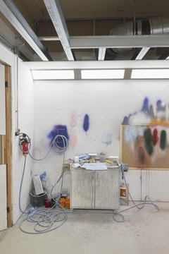 Paint on wall in art studio