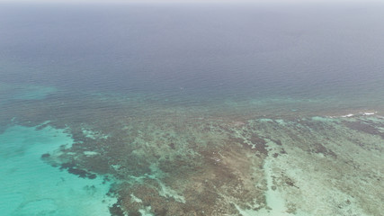 Fototapeta na wymiar sea beach coast Bonaire island Caribbean sea aerial drone top view 