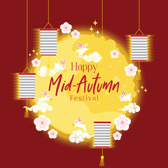 Chinese Mid-Autumn Festival Vector, Chinese translate, Illustration Can be Use for Greeting Invitation Card, Poster, Postcard.