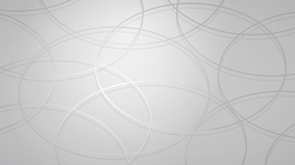 Abstract background of intersecting circles with shadows in gray colors