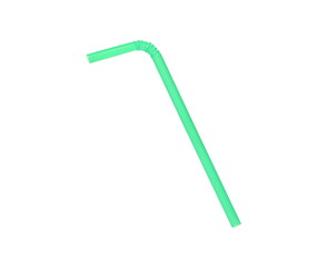 Green drinking straw isolated on white background with clipping path, top view