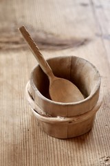 wooden cup with spoon utesil