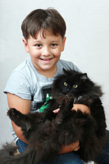 boy with cat